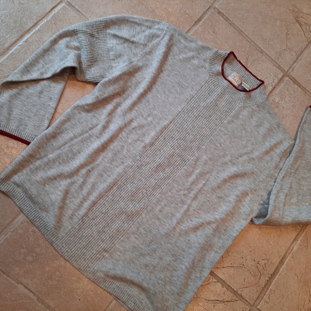 Vtg grey wool blend crew neck Sweater L lightweight CRB